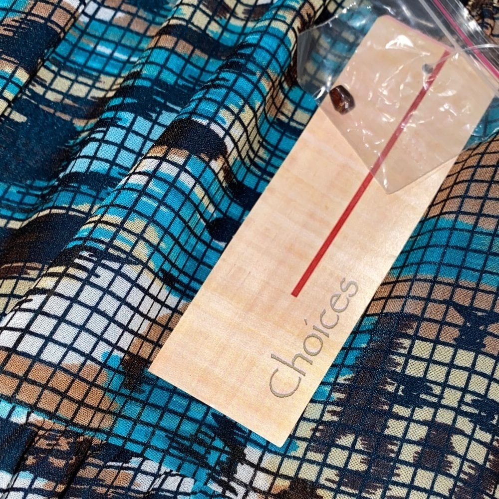 Choices Large Teal,Black,Brown and Cream A Line Skirt. NWT - Picture 2 of 9